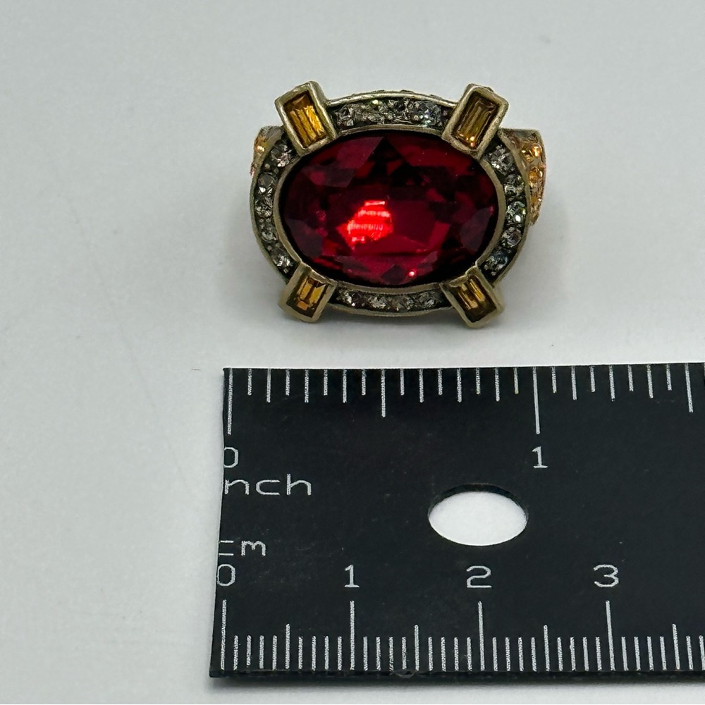 Heidi Daus Red Crystal Cocktail Ring Size 10 NWT - Picture 6 of 14